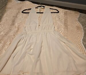 SHEIN Elegant Cream Halter Dress